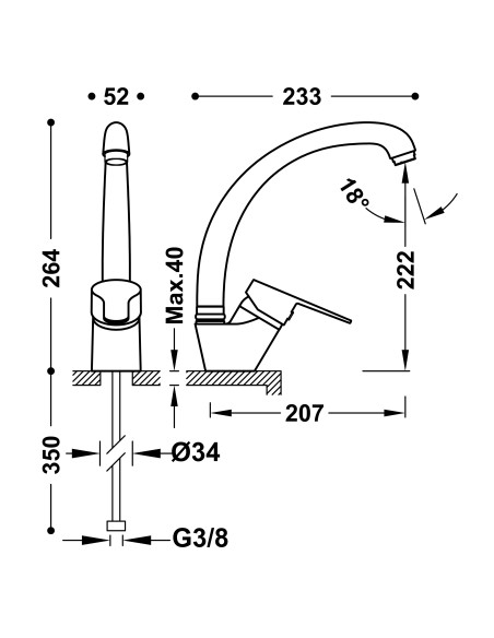 Grifo Essential Monomando Con Ca O Curvo Para Cocina Tienda Online Iterflex