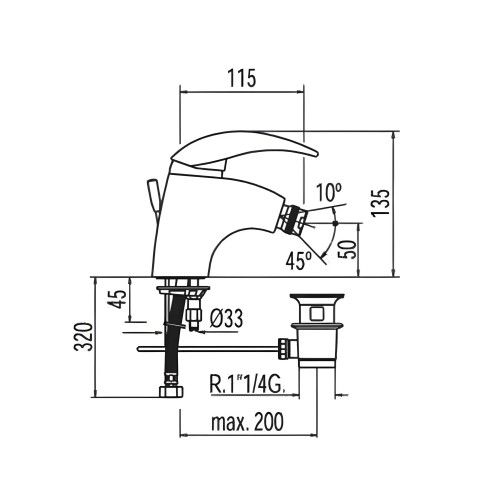 Grifo Styltres monomando para bidé cromado mate