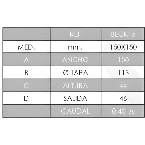 Sumidero aluminio Jamys Black Oxiron SC 15x15 ø50