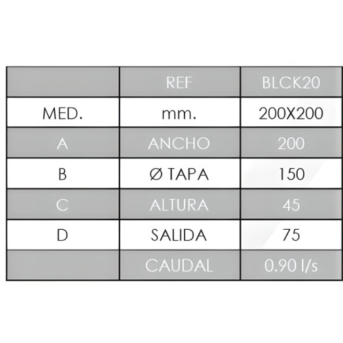 Sumidero aluminio Jamys Black Oxiron SC 20x20 ø75