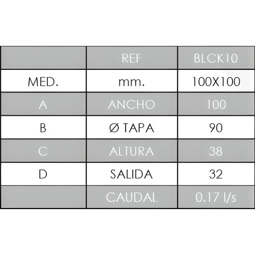 Sumidero aluminio Jamys Black Oxiron SC 10x10 ø40