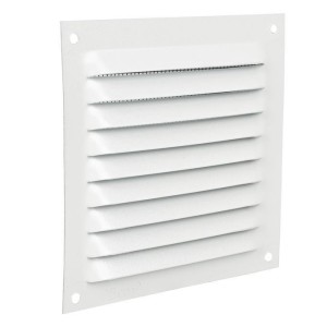 Rejilla de ventilación aluminio blanco con mosquitera 150x150mm 2