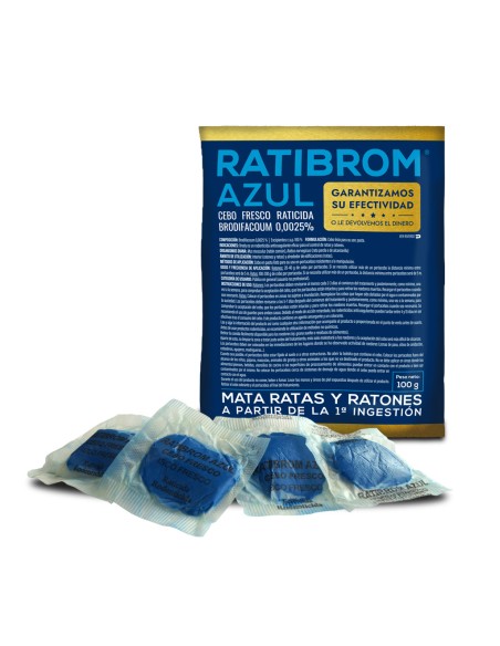 Cebo fresco raticida Ratibrom Azul 150 gr