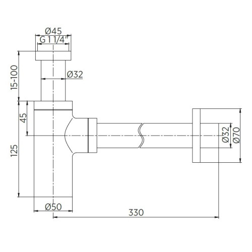 Sifón botella latón cromado diseño minimalista cilíndrico