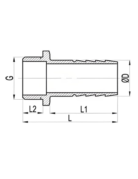Entronque manguera de latón M 1"x25mm