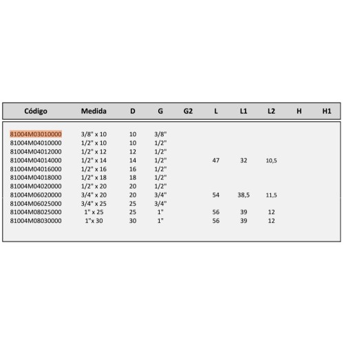 Entronque manguera de latón M 3/8"x10mm