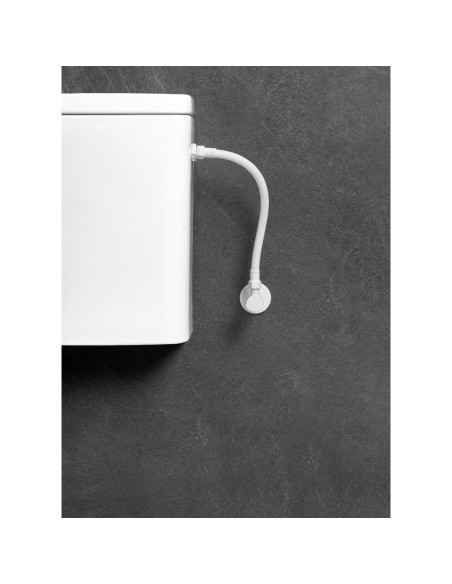 Latiguillo TAQ PREMIUM trenzado blanco racorería acero HH 3/8" 30 cm