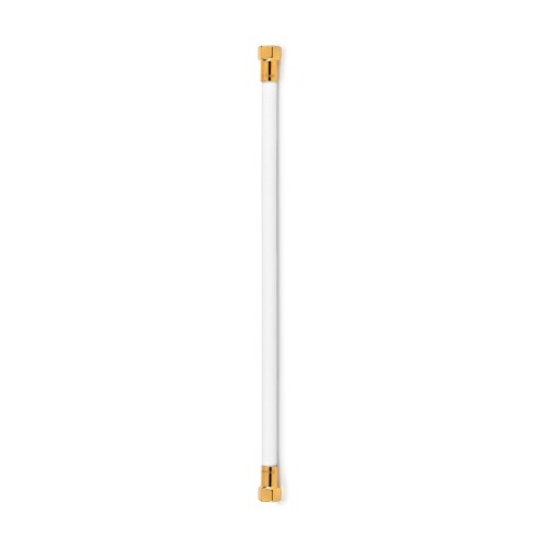 Latiguillo TAQ PREMIUM trenzado blanco racorería oro HH 3/8" 30 cm