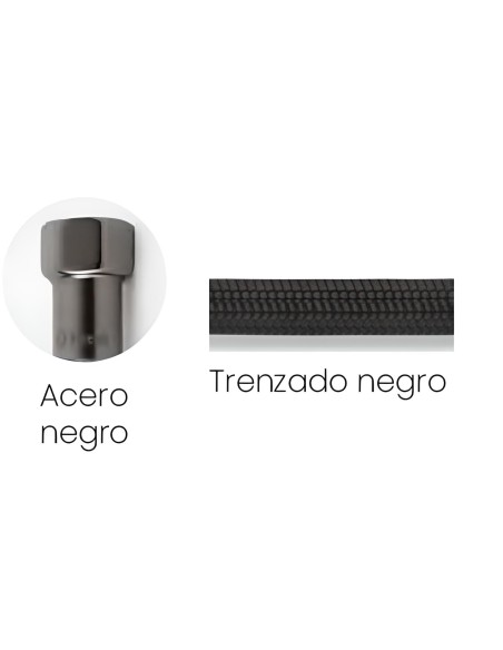 Latiguillo TAQ PREMIUM trenzado negro racorería acero negro HH 1/2" 40 cm