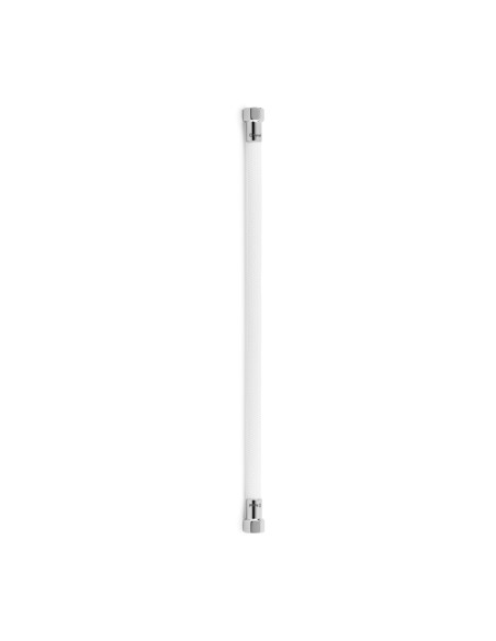 Latiguillo TAQ PREMIUM trenzado blanco racorería cromada HH 3/8" 30 cm