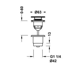 Válvula de desagüe Click-Clack Simple-Rapid para lavabo con opción siempre abierta acabado acero 2