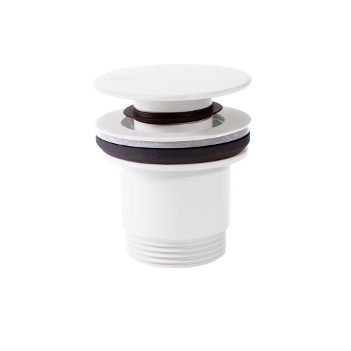 Válvula de desagüe Click-Clack Simple-Rapid para lavabo con opción siempre abierta acabado blanco mate