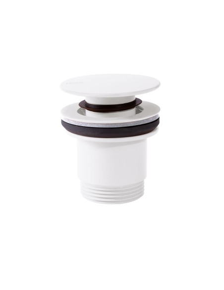Válvula de desagüe Click-Clack Simple-Rapid para lavabo con opción siempre abierta acabado blanco mate