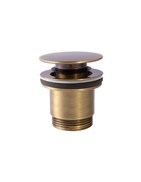 Válvula de desagüe Click-Clack Simple-Rapid para lavabo con opción siempre abierta acabado latón viejo