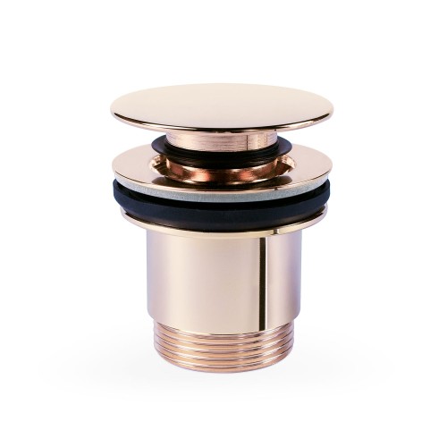 Válvula de desagüe Click-Clack Simple-Rapid para lavabo con opción siempre abierta acabado oro rosa
