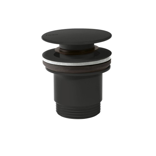 Válvula de desagüe Click-Clack Simple-Rapid para lavabo con opción siempre abierta acabado negro mate