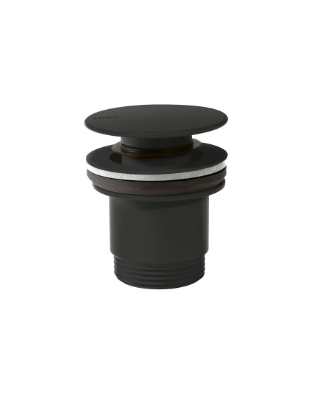 Válvula de desagüe Click-Clack Simple-Rapid para lavabo con opción siempre abierta acabado negro mate