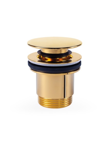Válvula de desagüe Click-Clack Simple-Rapid para lavabo con opción siempre abierta acabado oro 24K