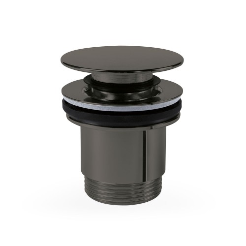Válvula de desagüe Click-Clack Simple-Rapid para lavabo con opción siempre abierta acabado negro metalizado