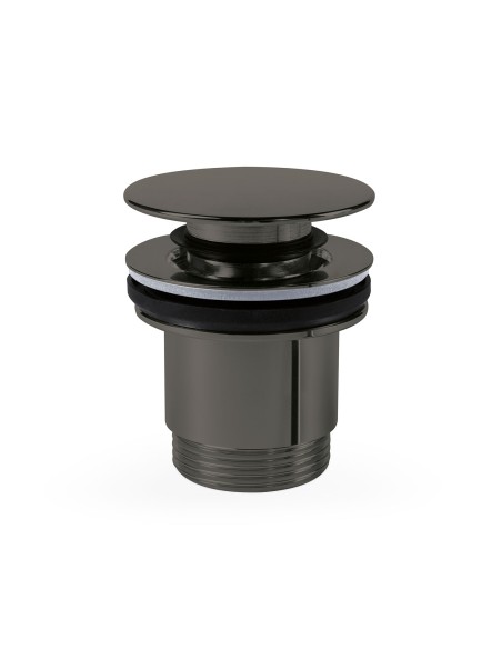 Válvula de desagüe Click-Clack Simple-Rapid para lavabo con opción siempre abierta acabado negro metalizado