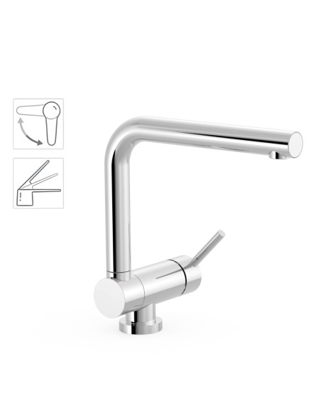 Grifo monomando con caño abatible ecoeficiente para cocina Top-Tres