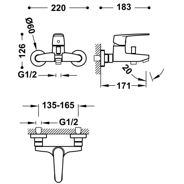 Comprar Grifo Flat-Tres monomando para bañera y ducha | Iterflex