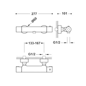 Grifo Base-Tres plus termostático mural para ducha 2