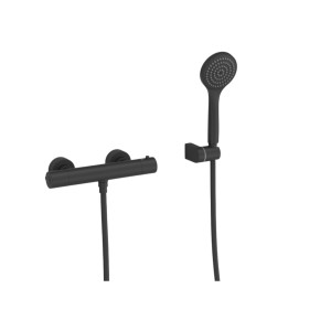 Grifo Base-Tres plus termostático mural para ducha negro mate