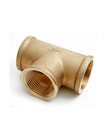 Te recta de latón HHH 3/4"