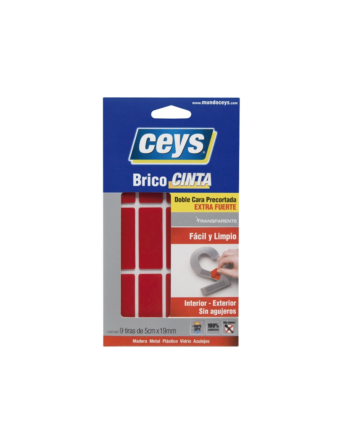 Ceys - Bricocinta Transparente - Extrafuerte - Doble cara - 100% adhesivo -  1,5 M x 19 MM : : Bricolaje y herramientas