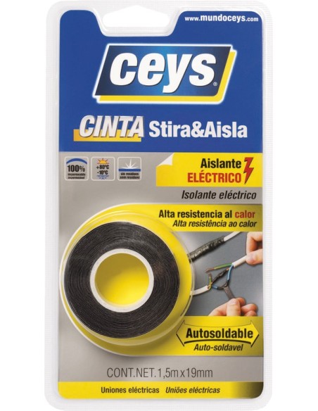 Cinta aislante eléctrica Stira&Aisla negra 3mx19mm