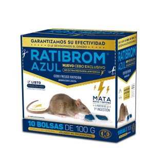 Cebo fresco raticida Ratibrom Azul 150 gr