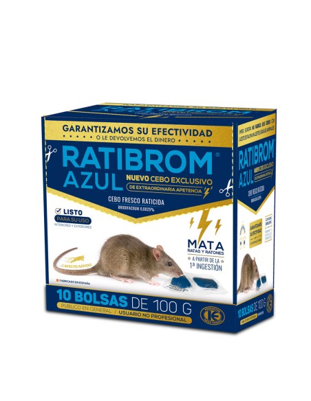 Cebo fresco raticida Ratibrom Azul 150 gr