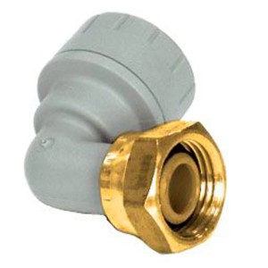 Codo entronque 90° polibutileno con tuerca loca ø15 mm x 1/2"
