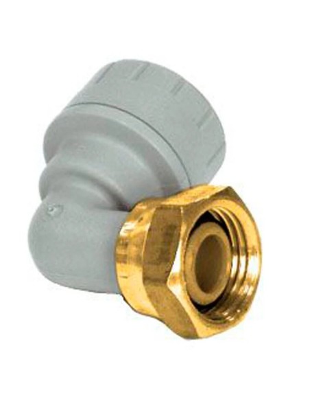 Codo entronque 90° polibutileno con tuerca loca ø15 mm x 1/2"