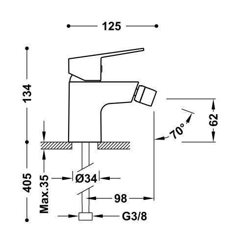 Grifo Base-Tres monomando para bidé
