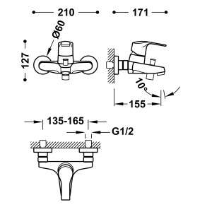 Grifo K-Tres monomando para bañera y ducha 2