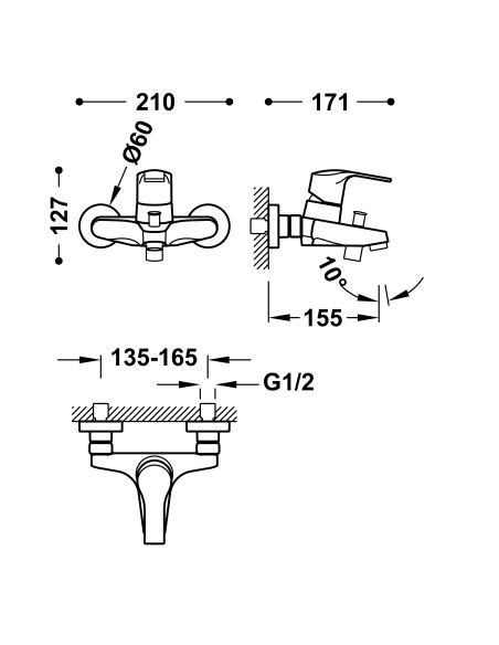 Grifo K-Tres monomando para bañera y ducha