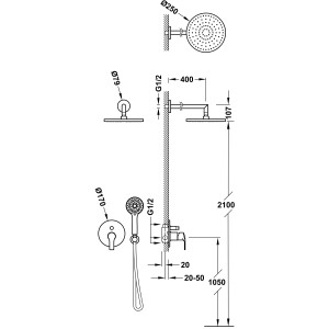 Kit de grifo K-Tres monomando para ducha 2