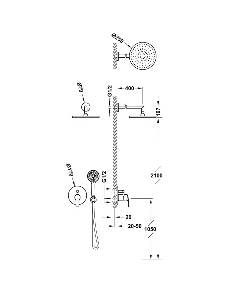 Kit de grifo K-Tres monomando para ducha