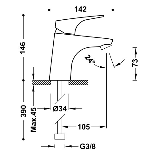Grifo Canigó-Tres monomando para lavabo