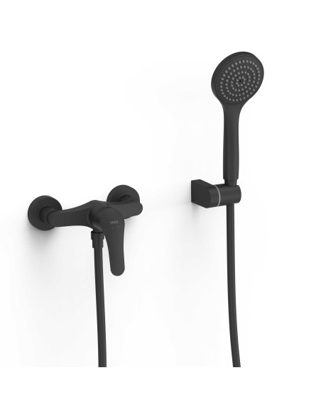 Grifo Base-Tres Plus monomando para ducha color negro mate