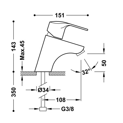 Grifo K-Tres monomando con Tres-Duo para lavabo