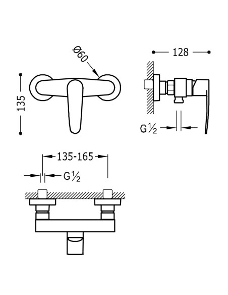 Grifo Flat-Tres monomando para ducha