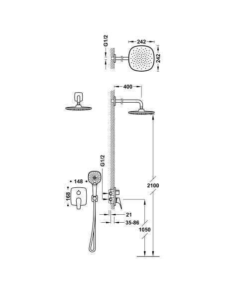 Kit de grifo Canigó-Tres monomando para ducha