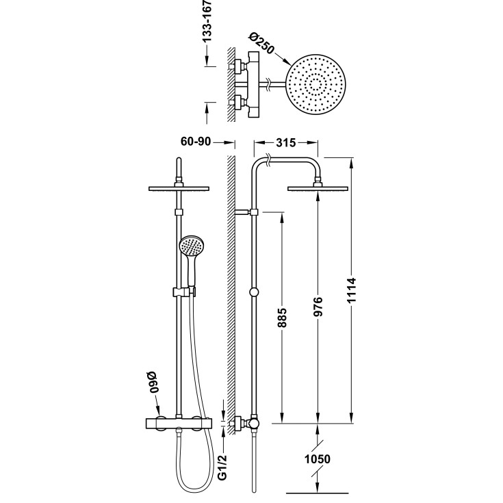 Grifo Base-Tres Plus termostático para ducha