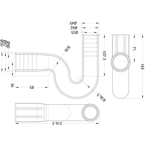 Sifón flexible abierto 35x40mm Drenaflex
