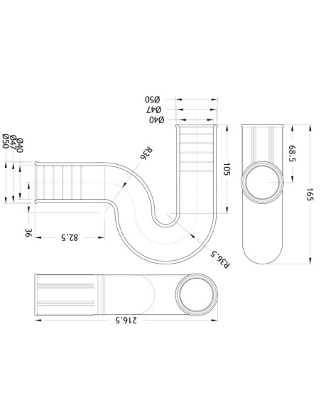 Sifón flexible abierto 40x40mm Drenaflex