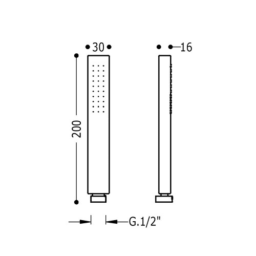 Ducha de mano ángulos rectos cromada