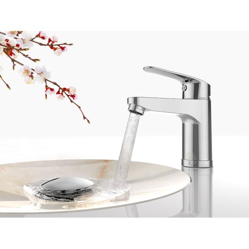 Grifo Base-Tres Plus monomando ecoeficiente para lavabo